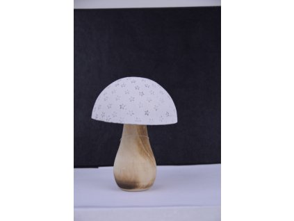 Dekorace HOUBA, kov/dřevo, 12cm, bílá|Ego dekor
