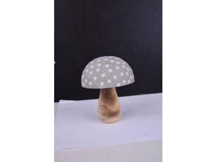 Dekorace HOUBA, kov/dřevo, 10cm, šedá s bílou hvěz|Ego dekor