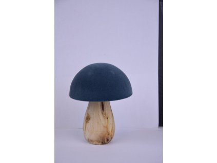Dekorace HOUBA, semiš/dřevo, 12cm, přírodní/modrá|Ego dekor