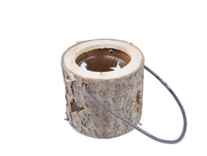 Svícen s obalem z kůry BIRCH, závěsný, dřevo, hnědá, pr.15x13cm, ks|Ego dekor
