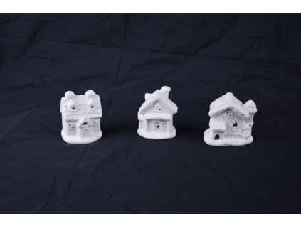 Dekorace domeček WINTER LED, keramika, bílá, 6x7x5cm|Ego dekor