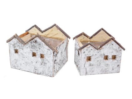 Květináč domeček, MDF, natur, 21x14x14/17x12x10cm|Ego dekor
