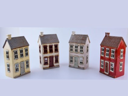 Svícen domeček, keramika, mix, 13x22x9,5cm|Ego dekor