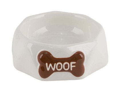 Miska pro psa WOOF, keramika, bílá, 14,5x5cm, ks