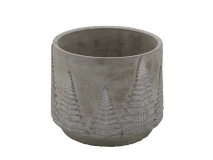 Nádoba s kapradinou, šedá a stříbrná, pr.17,5x14cm