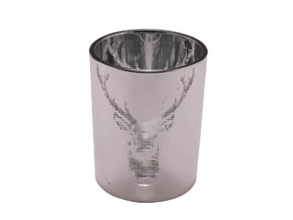 Glaswindlicht Hirschkopf, silber, 7,5x7,5x8cm, ks