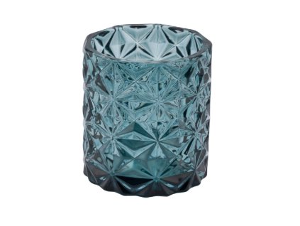Svícen skleněný CRYSTAL, modrá|tyrkys, 7,5x