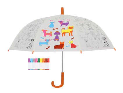 Deštník dětský DOGS + fixy, DIY - k vybarvení, pr.70x69cm|Esschert Design