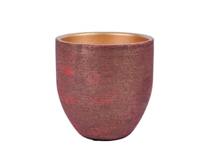 Obal na květináč keramický FUNCHAL, pr.16x14cm, červená/zlatá|RED W/GOLD