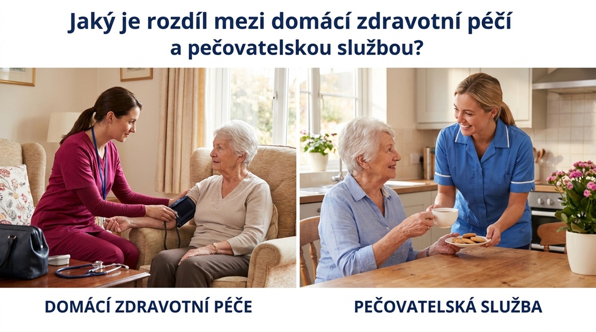 Jaký je rozdíl mezi domácí zdravotní péčí a pečovatelskou službou?