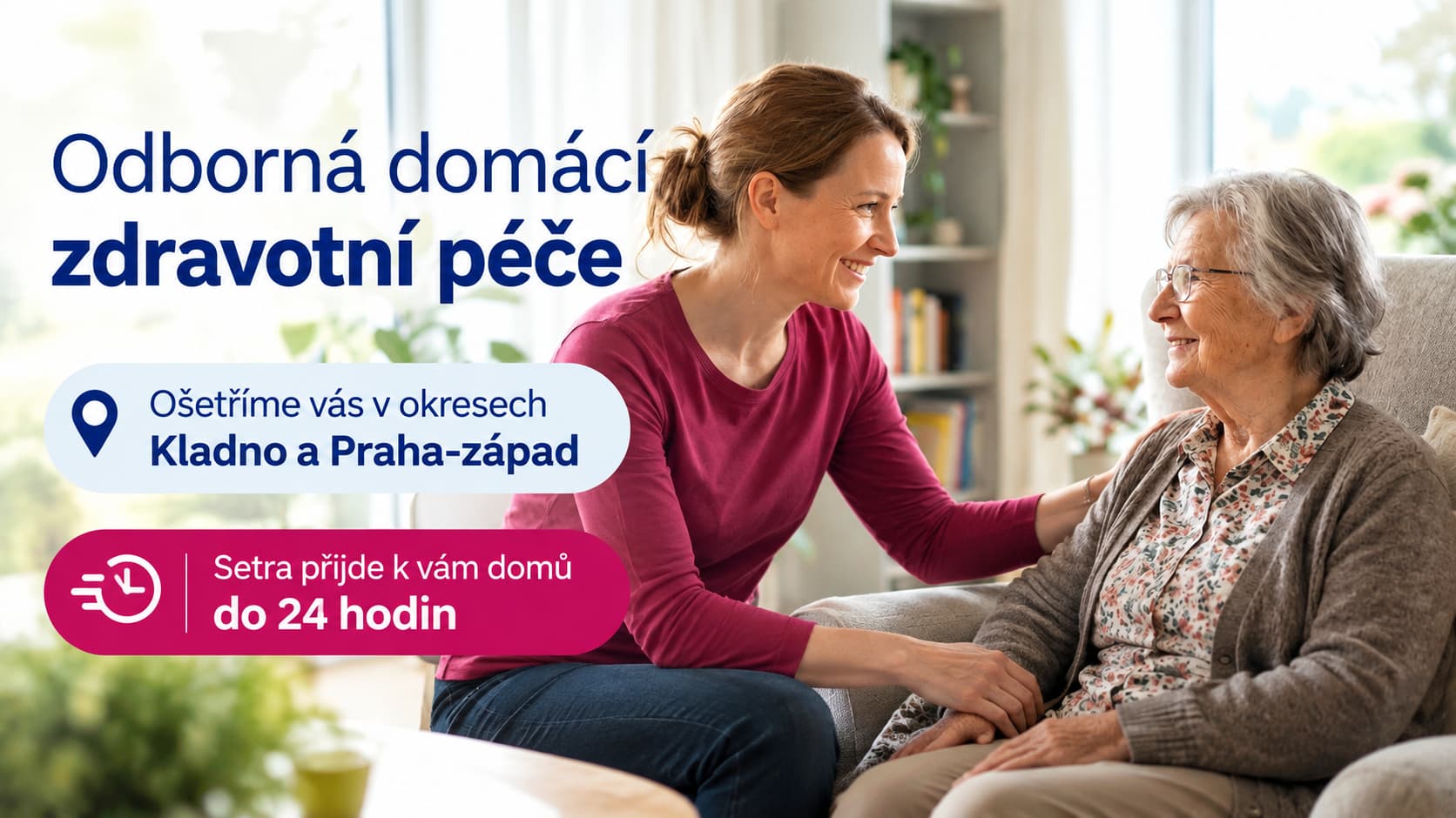 Mapa působnosti Home Care Rite — okresy Kladno a Praha-západ