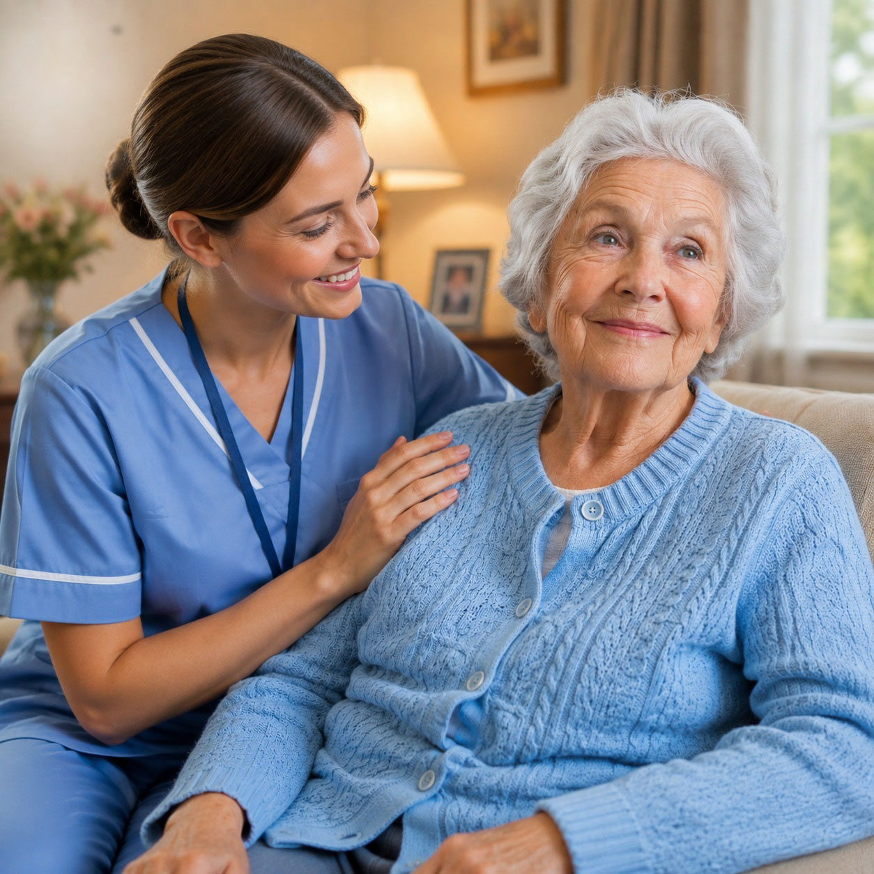 Zdravotní sestra Home Care Rite přichází za pacientkou domů