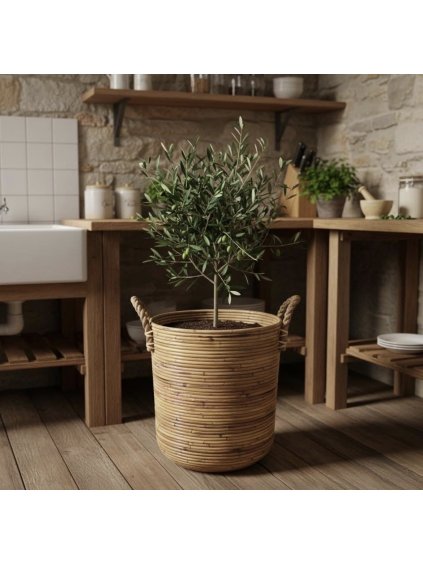 Ratanový obal na květiny s igelitovou výplní Van der Leeden