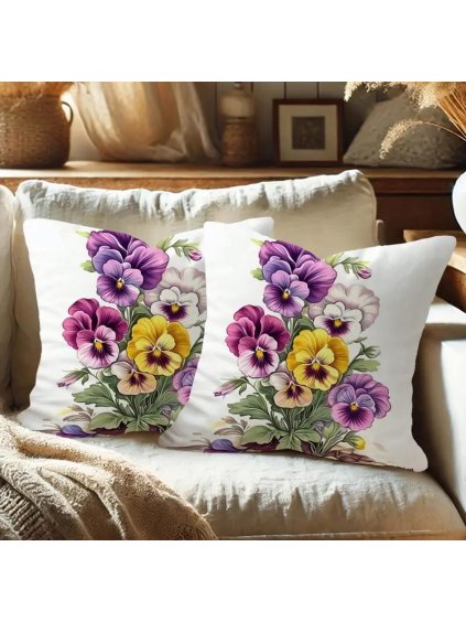 Povlak na polštář macešky 45 x 45 cm