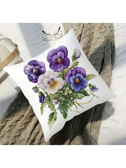 Povlak na polštář macešky 45 x 45 cm