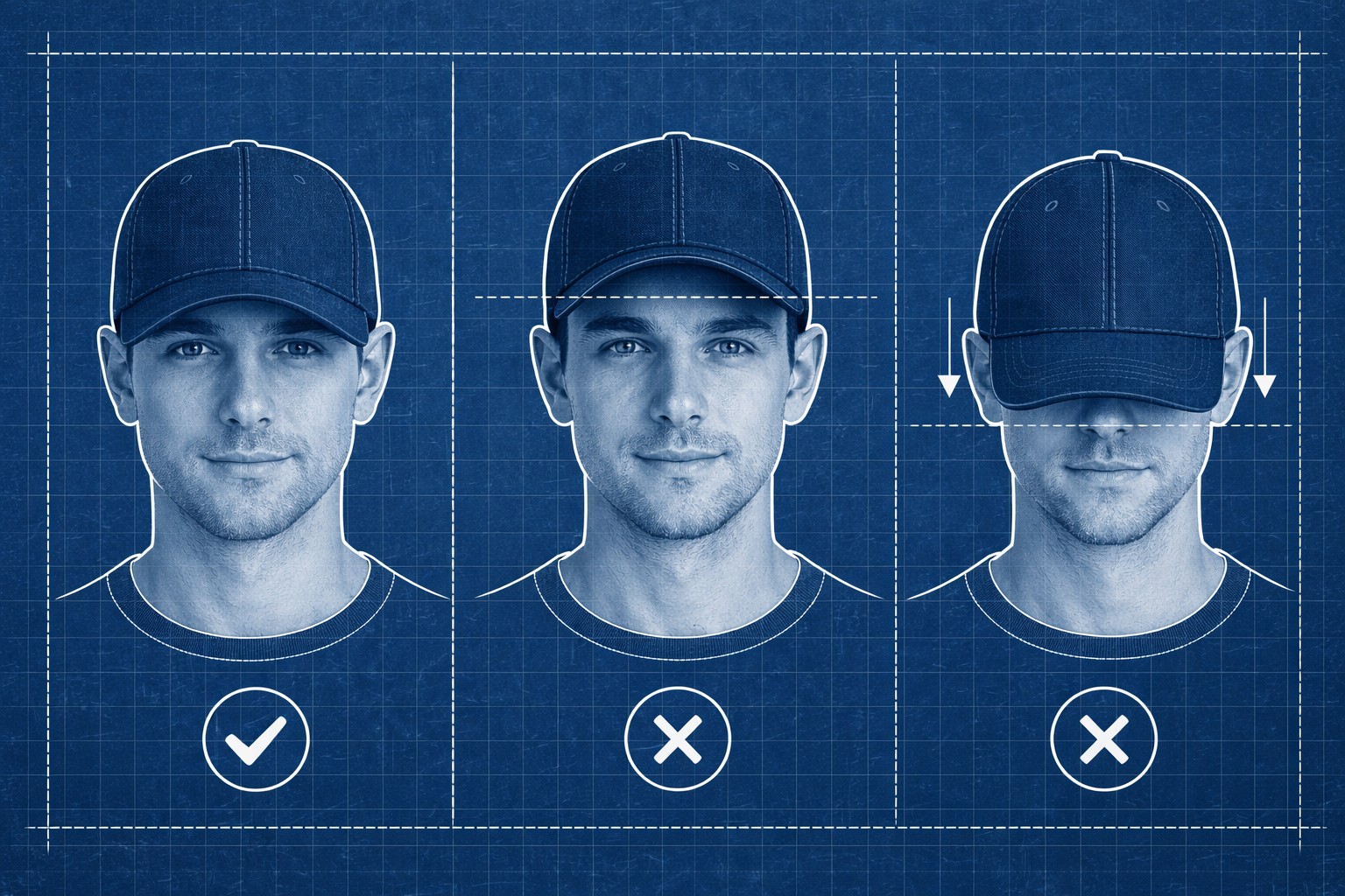 Správná poloha kšiltovky na hlavě