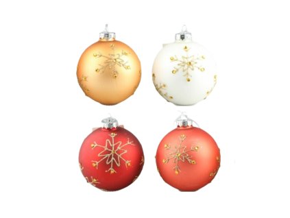 10030681 Vianočné gule Vločka 8cm (Farba Zlatá)