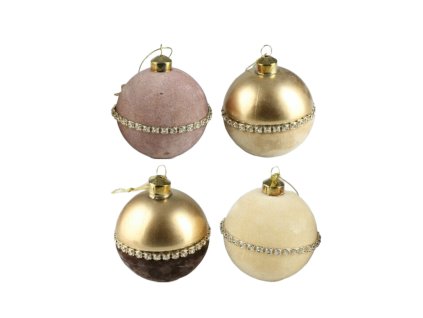 Vianočná guľa Velvet 8cm (vzor Zlato-krémová)