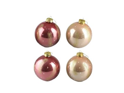 Vianočné gule 8cm mix farieb (Farba tmavo-ružová)