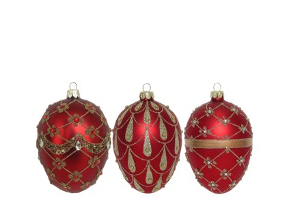 Vianočné vajíčko červené 8x12cm (vzor 3vzor)
