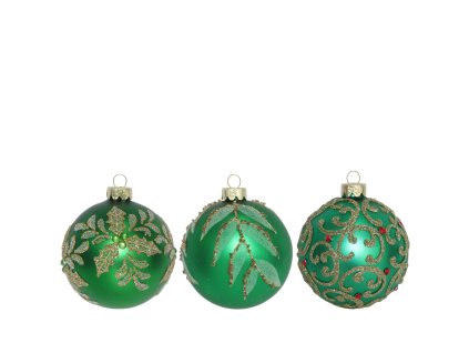 Vianočná guľa zelená 10cm (vzor 3vzor)