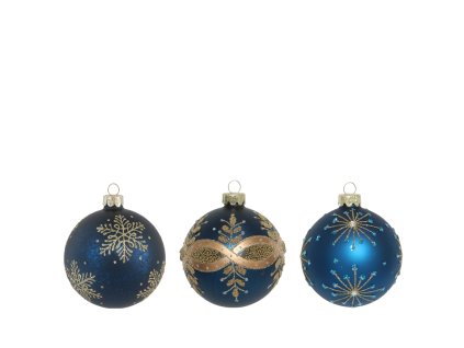 Vianočná guľa tm.modrá 8cm (vzor 3vzor)
