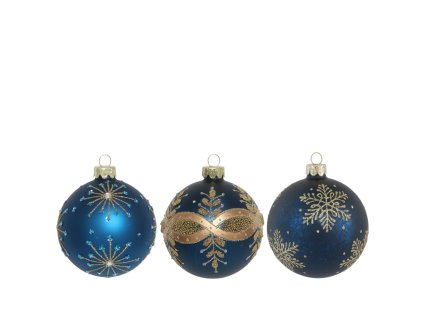 Vianočná guľa tm.modrá 10cm (vzor 3vzor)