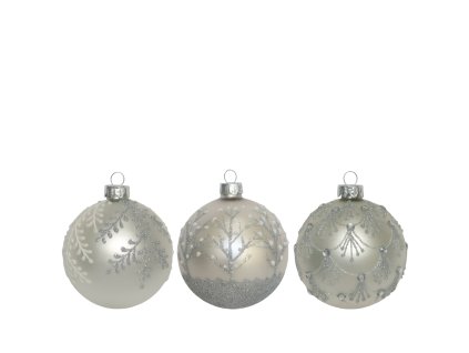 Vianočná guľa strieborná 10cm (vzor 3vzor)