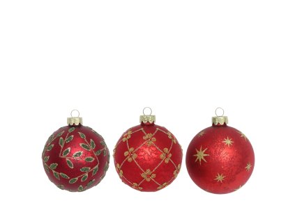 Vianočná guľa červená 10cm (vzor 3vzor)
