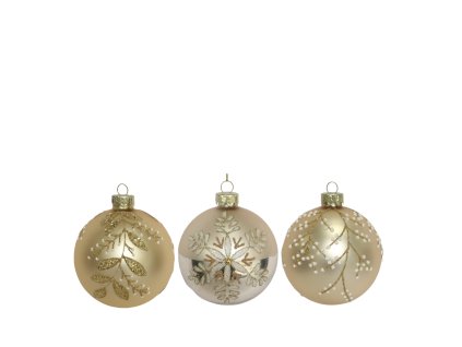 Vianočná guľa zlatá 8cm (vzor 3vzor)