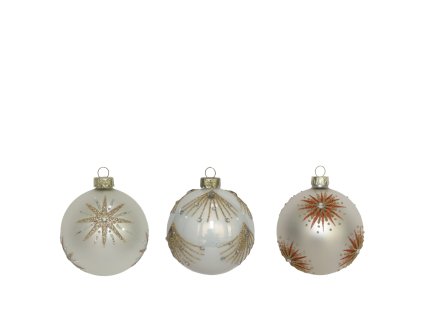 Vianočná guľa biela 8cm (vzor 3vzor)