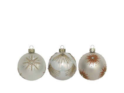 Vianočná guľa biela 10cm (vzor 3vzor)