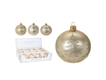 Vianočná guľa zlatá 8cm (vzor 3vzor)