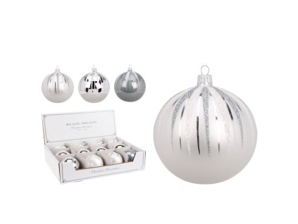 Vianočná guľa 8cm gliter (Farba Strieborná)