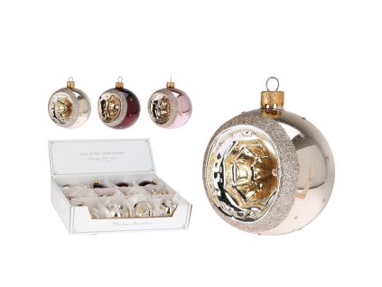 Vianočná ozdoba skl. 8cm ref (Farba Zlatá)