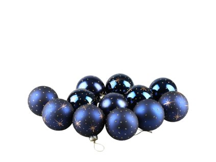 Sklenené gule modro-zlaté 8cm (vzor matná guľa)
