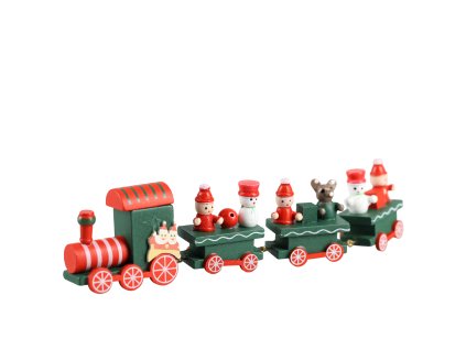 Vláčik drevený s tromi vogónmi (Farba Zelená)
