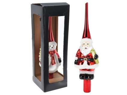 Ozdoba na vrchol stromčeka červená (vzor Dedo mráz)