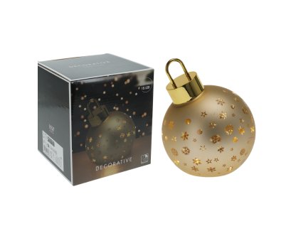 Guľa vianočná s led matná zlatá p.15cm (vzor Vločka)