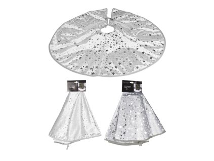 Sukňa na vianočný stromček Velvet strieborná p.90cm (vzor Veľká hviezda)