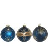 Vianočná guľa tm.modrá 10cm (vzor 3vzor)