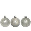 Vianočná guľa strieborná 10cm (vzor 3vzor)