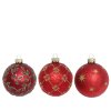 Vianočná guľa červená 10cm (vzor 3vzor)