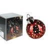 Guľa vianočná s led lesklá červená p.15cm (vzor Vločka)