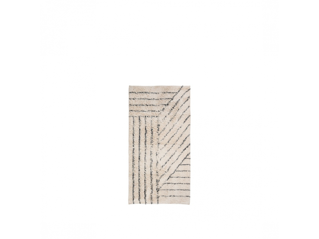 Bavlněný koberec 70x140 cm Broste ELVIRA - béžový/černý