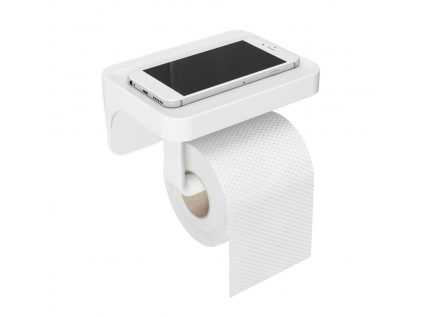 Držák na toaletní papír s poličkou Umbra FLEX SURE-LOCK - bílý