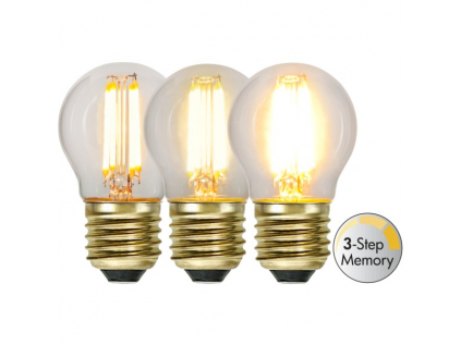 LED žárovka se stmíváním E27 G45 Star Trading Soft Glow 3-Step Memory - čirá