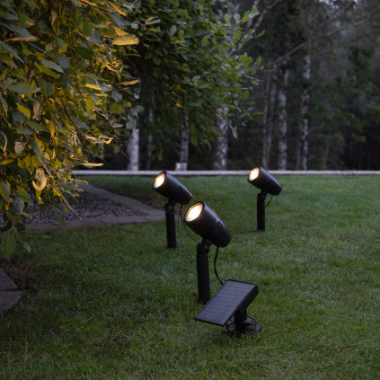 Solární LED reflektor 3 ks výška 26 cm Star Trading Powerspot - černý
