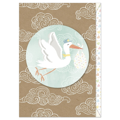 Přání k narození miminka s obálkou Artebene Stork