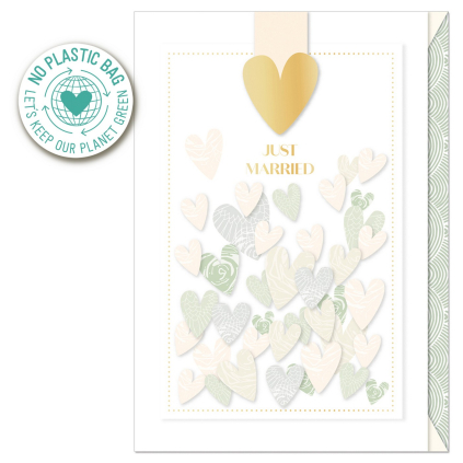Svatební přání Artebene Transparent Heart Confetti Just Married